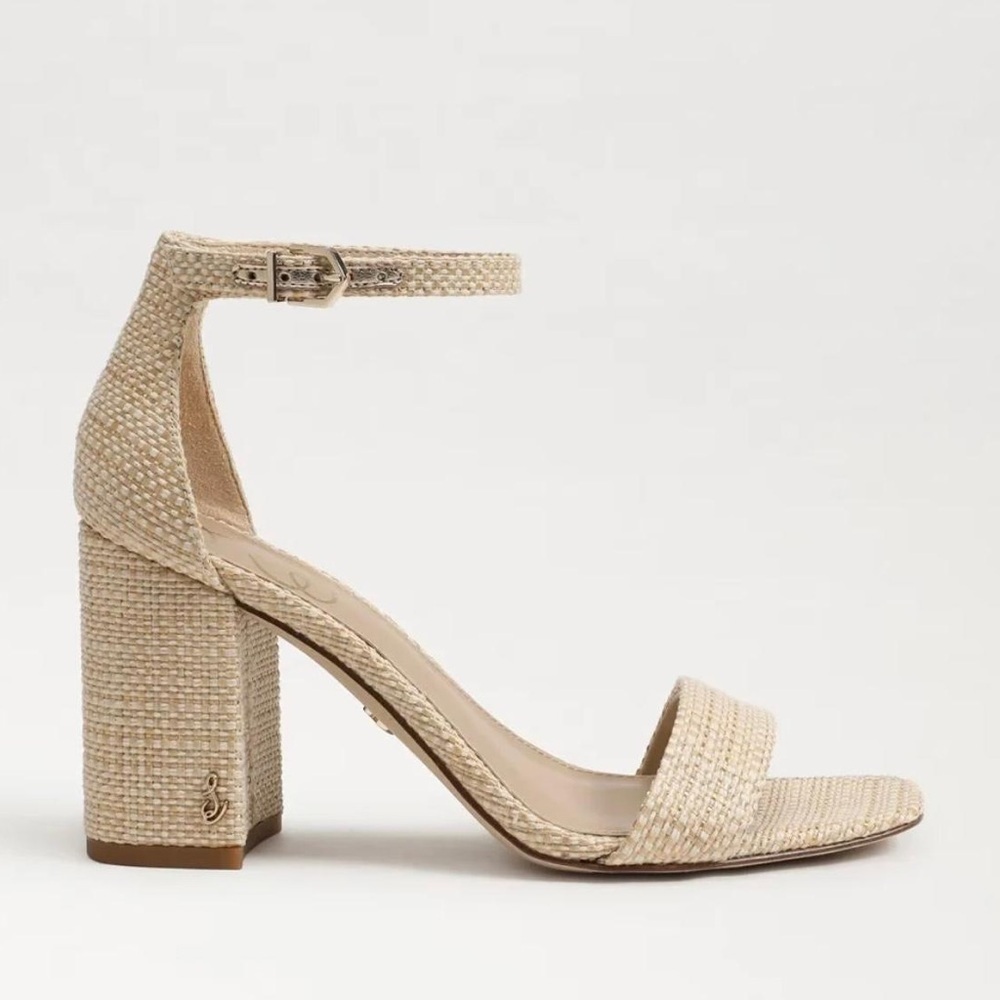Sam Edelman Daniella Ankle Strap Block Heel Sandals in Natural Weave - NWT